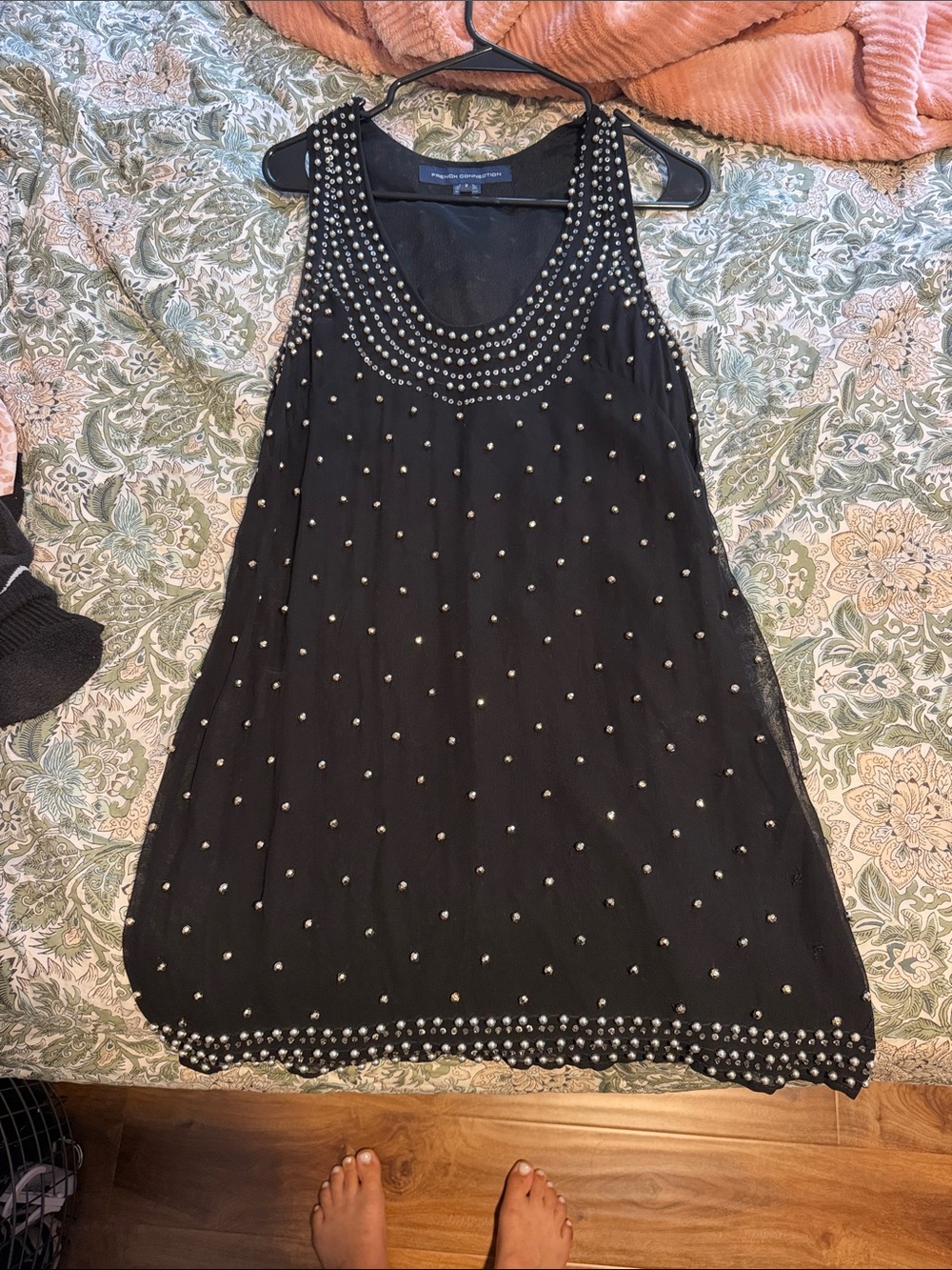 French connection Beaded Black Sleeveless Dress